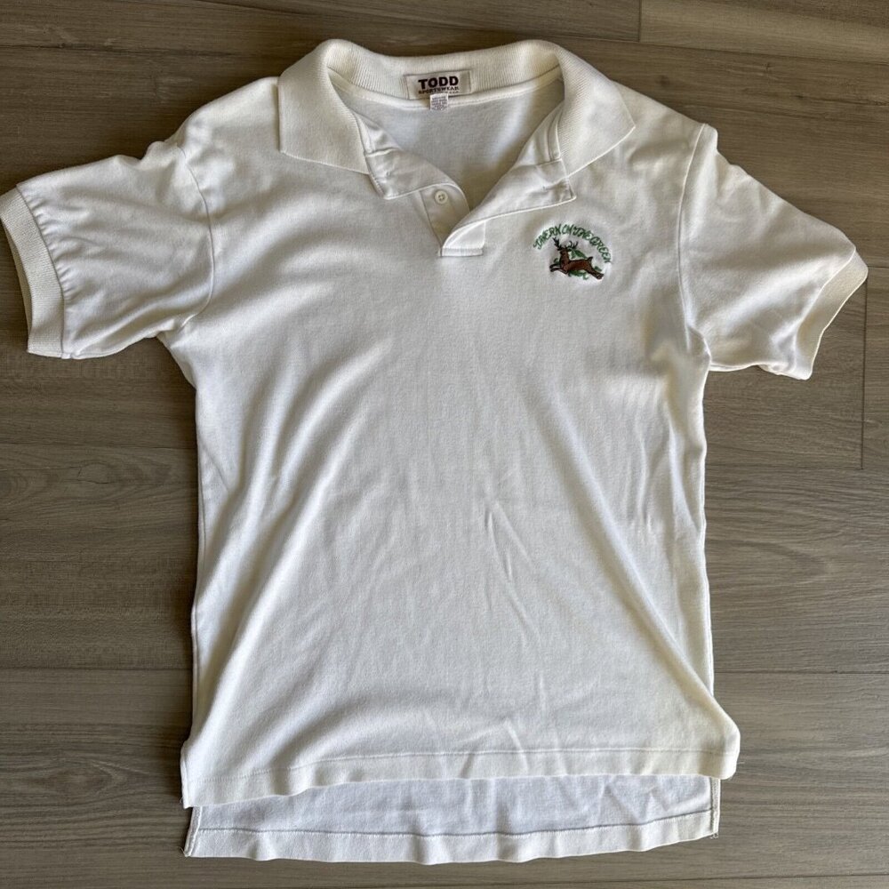 Vintage TODD Sportswear Polo Shirt Mens Med Small Tavern On The Green Deer USA